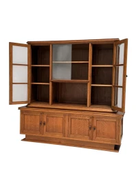 Art Deco Bookcase or Display Cabinet with Glass Sliding Doors, 1930s